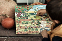 Janod Układanka drewniana magnetyczna z 70 magnesami Ogród