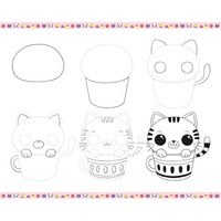 Janod Zestaw kreatywny Rysowanie krok po kroku Modele kawaii 20 rysunków 7+