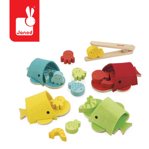 Janod Sortowanie kolorów Wieloryby filcowe 2+
