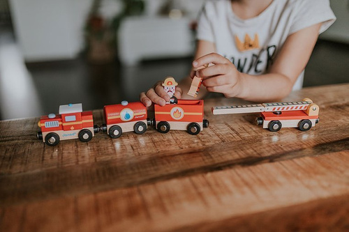 Janod Pociąg drewniany Straż pożarna Story