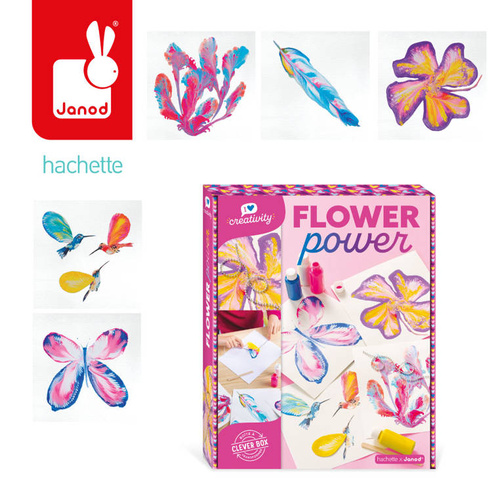 Janod Zestaw kreatywny Malowanie łańcuszkiem Pouring painting Kwiaty I love creativity 8+