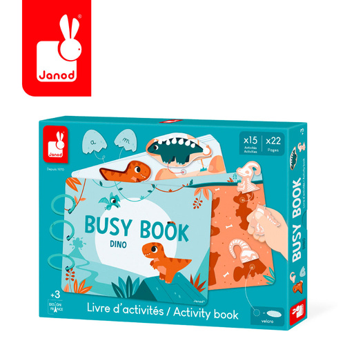 Janod Książeczka z zadaniami Busy Book Dinozaury 3+