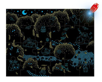 Janod Świecące puzzle z mini-lampką UV Las 24 elementy 3+ 