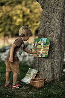 Janod Układanka drewniana magnetyczna z 70 magnesami Ogród