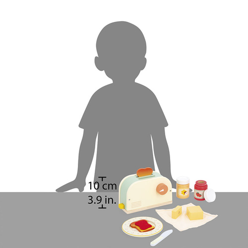 Janod Drewniany zestaw śniadaniowy z tosterem i 12 akcesoriami Shiny Grandma 3+