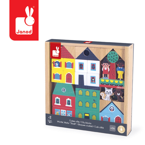 Janod Zestaw klocków i figurek 36 el. Miasto Cross Roads 2+