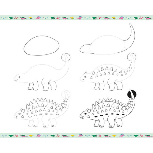 Janod Zestaw kreatywny Rysowanie krok po kroku Dinozaury 20 rysunków 7+