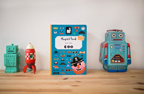 Janod Magnetyczna układanka Śmieszne buzie Chłopiec Magnetibook
