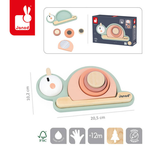 Janod Drewniana układanka sensoryczna Ślimak Sweet Cocoon 12 m +