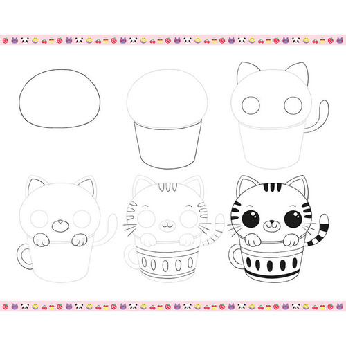 Janod Zestaw kreatywny Rysowanie krok po kroku Modele kawaii 20 rysunków 7+