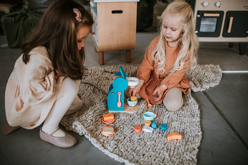 Janod Drewniany zestaw śniadaniowy z ekspresem do kawy i 14 akcesoriami