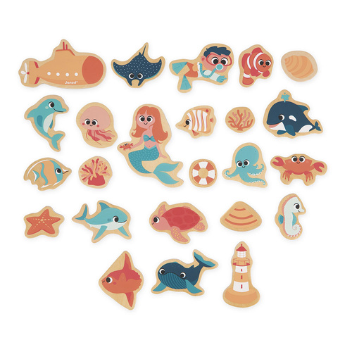 Janod Magnesy drewniane Podwodny świat 24 szt. 2+