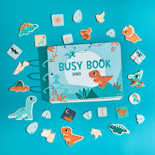 Janod Książeczka z zadaniami Busy Book Dinozaury 3+