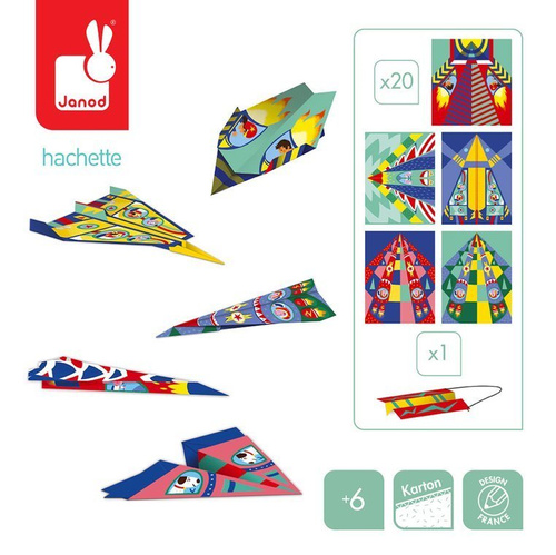 Janod Zestaw kreatywny Papierowe samoloty z wyrzutnią 6+