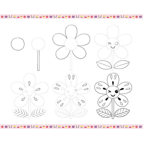 Janod Zestaw kreatywny Rysowanie krok po kroku Modele kawaii 20 rysunków 7+