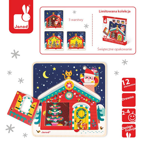 Janod Puzzle drewniane 3-warstwowe Gwiazdka