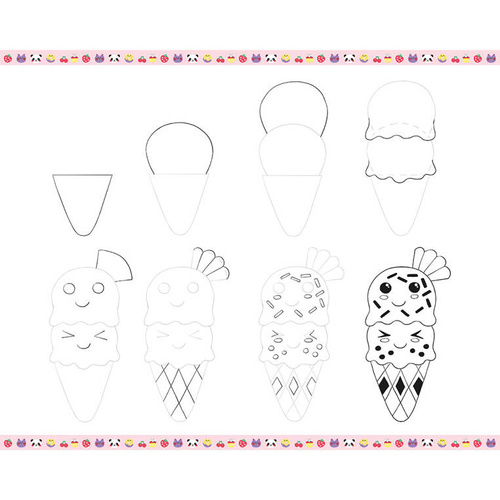 Janod Zestaw kreatywny Rysowanie krok po kroku Modele kawaii 20 rysunków 7+