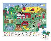 Janod Puzzle obserwacyjne w walizce Farma 24 elementy 3+ Made in France