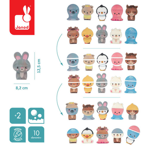 Janod Układanka do kąpieli Mix and match Zwierzątka 2+