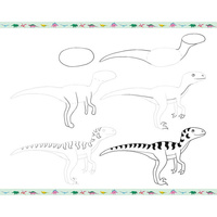 Janod Zestaw kreatywny Rysowanie krok po kroku Dinozaury 20 rysunków 7+