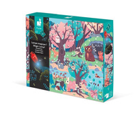 Janod Świecące puzzle z mini-lampką UV Las 24 elementy 3+ 