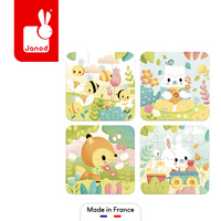 Janod Puzzle progresywne w walizce Zwierzątka Pure 4 układanki – 6, 9, 12 i 16 elementów 2+ Made in France