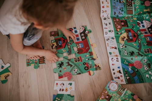 Janod Puzzle obserwacyjne w walizce Farma 24 elementy 3+ Made in France