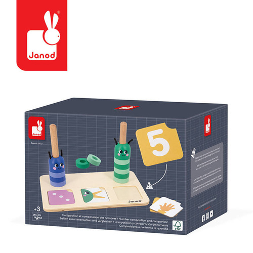 Janod Drewniana układanka matematyczna Komponowanie i porównywanie liczb 3+