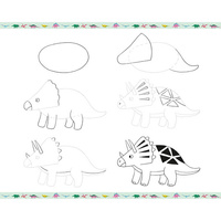 Janod Zestaw kreatywny Rysowanie krok po kroku Dinozaury 20 rysunków 7+