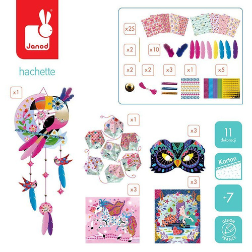 Janod Multizestaw kreatywny 11 dekoracji Tukan 7+