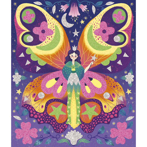 Janod Zestaw kreatywny Naklejki piankowe i fosforescencyjne piaski Wróżki Magic Fairies 6+