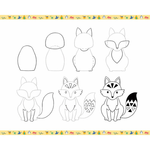 Janod Zestaw kreatywny Rysowanie krok po kroku Zwierzęta 20 rysunków 7+