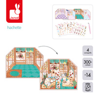 Janod Zestaw kreatywny Scenki do wyklejania z mini naklejkami i pęsetą Cosy stickers Restauracja
