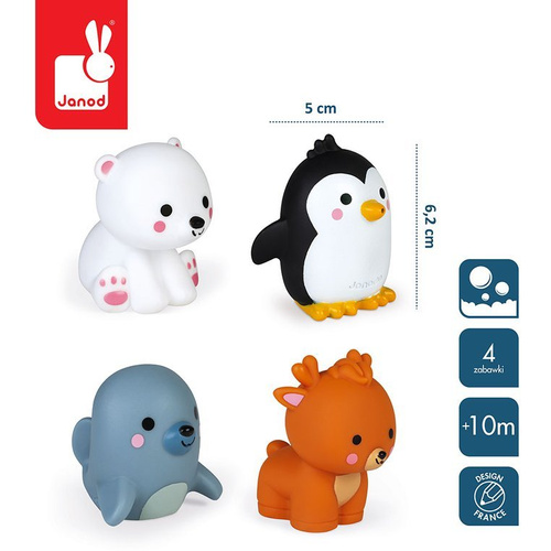 Janod USZKODZONE OPAKOWANIE Zestaw figurek do kąpieli 4 zwierzątka polarne 10 m+