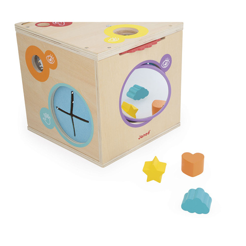 Janod Kostka sensoryczna drewniana 18 m+
