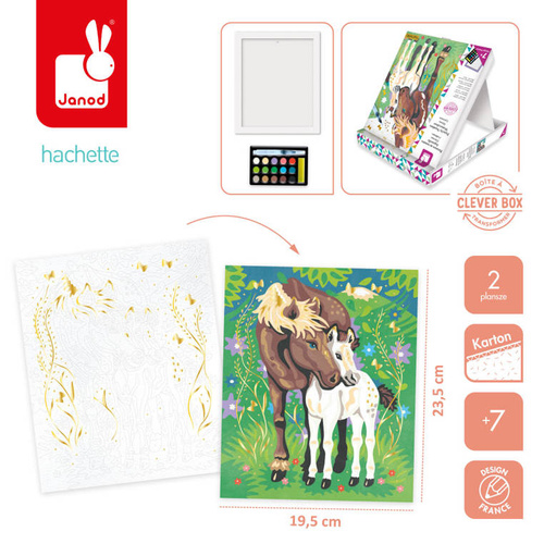 Janod Zestaw kreatywny Malowanie po numerach Konie 7+
