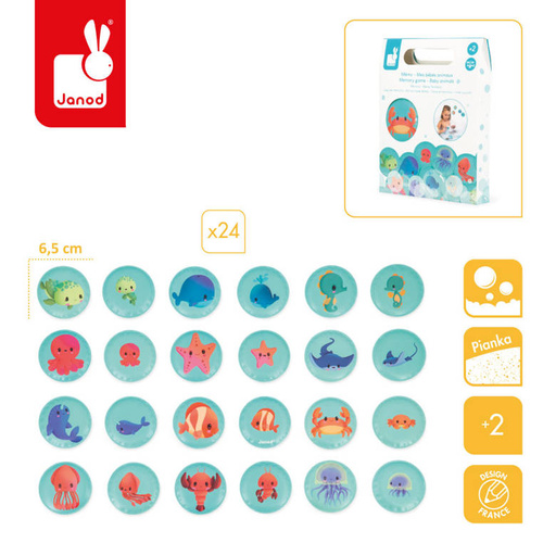 Janod Gra memory do kąpieli Morskie dzieci 24 elementy 2+
