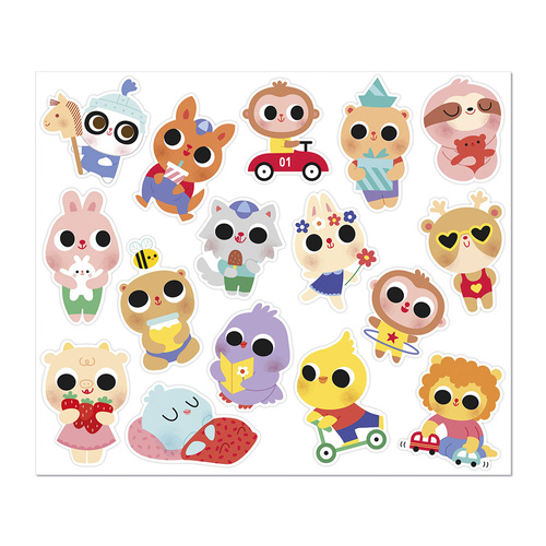 Janod Duże naklejki na arkuszach 100 szt. Małe zwierzęta 18m+