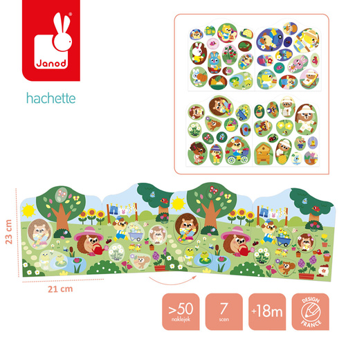 Janod Książeczka do wyklejania z naklejkami Ogród 18m+
