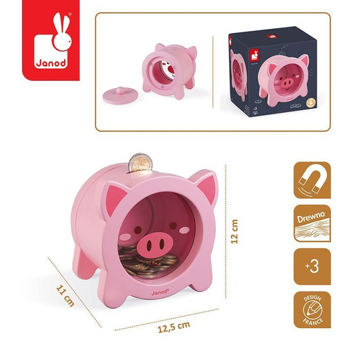 Janod Drewniana skarbonka Świnka