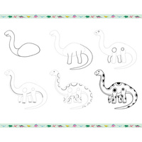 Janod Zestaw kreatywny Rysowanie krok po kroku Dinozaury 20 rysunków 7+