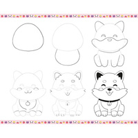 Janod Zestaw kreatywny Rysowanie krok po kroku Modele kawaii 20 rysunków 7+