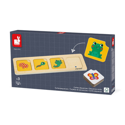 Janod Drewniana układanka Karty sekwencji Ogród 3+