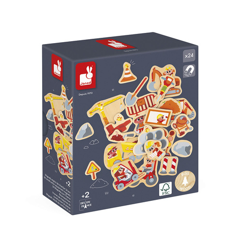 Janod Magnesy drewniane Plac budowy 24 szt. 2+