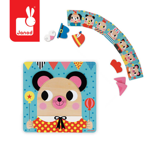 Janod Układanka drewniana magnetyczna Zwierzątka
