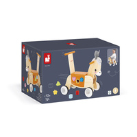 Janod Jeździk i pchacz 2w1 z sorterem kształtów Osiołek Farma 12m+