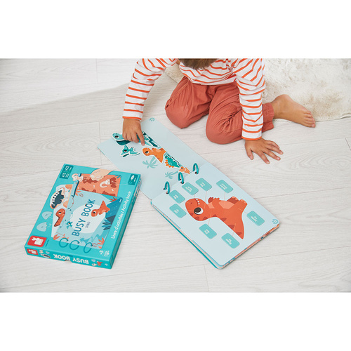 Janod Książeczka z zadaniami Busy Book Dinozaury 3+