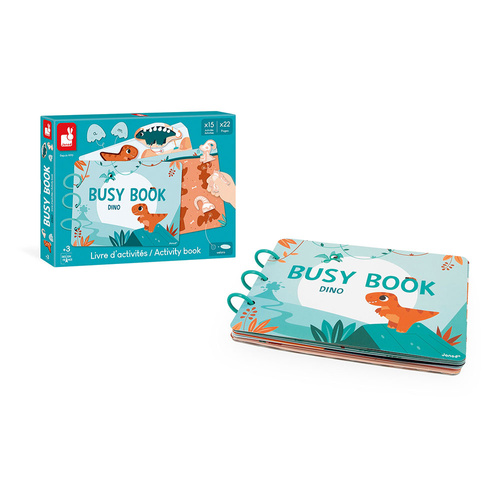 Janod Książeczka z zadaniami Busy Book Dinozaury 3+