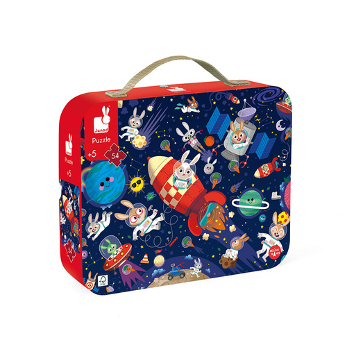 Janod Puzzle w walizce Rakieta kosmiczna 54 elementy 5+
