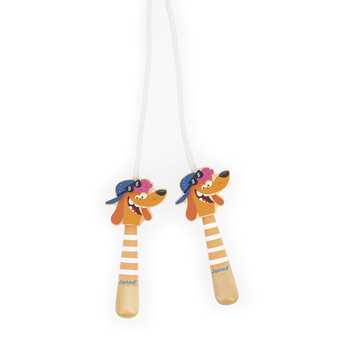 Janod Skakanka z drewnianymi rączkami Piesek Applepop 3+